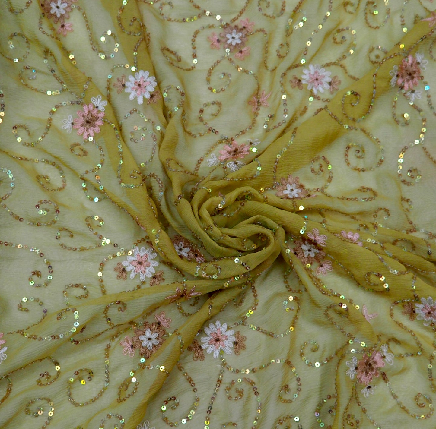 Handmade Beaded Silk Chiffon