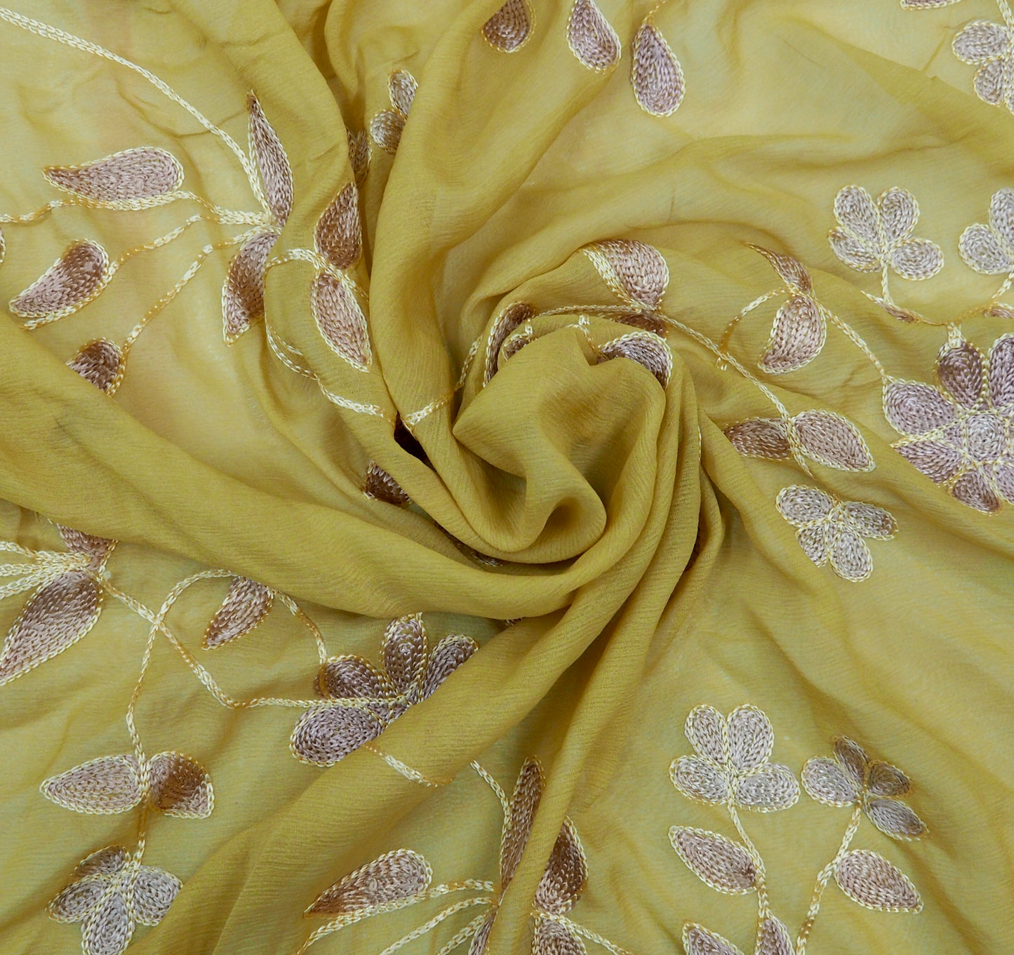 100% Silk Chiffon Embroidery