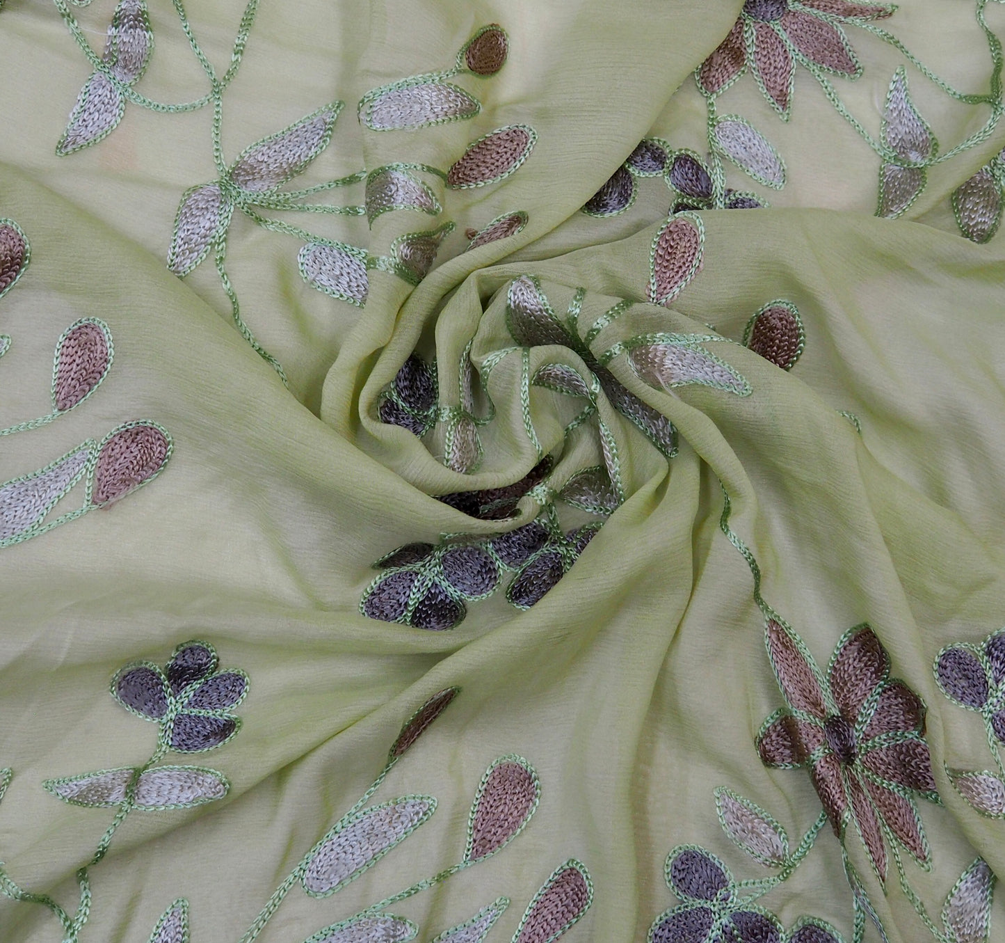 100% Silk Chiffon Embroidery