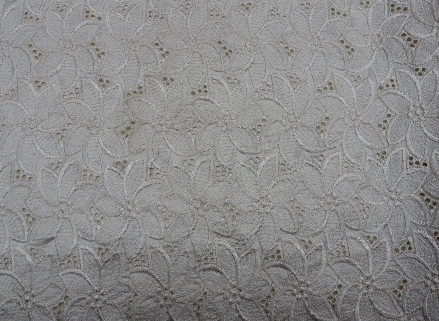 100% Silk Shantung Eyelet Floral