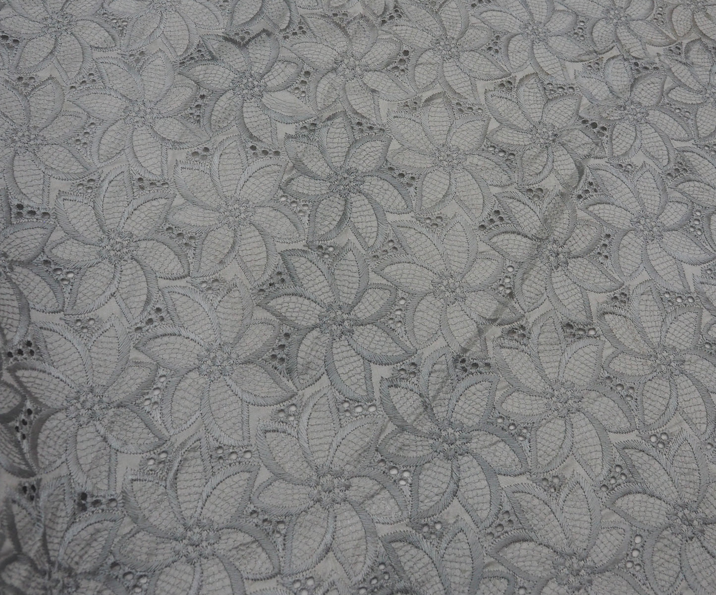 100% Silk Shantung Eyelet Floral