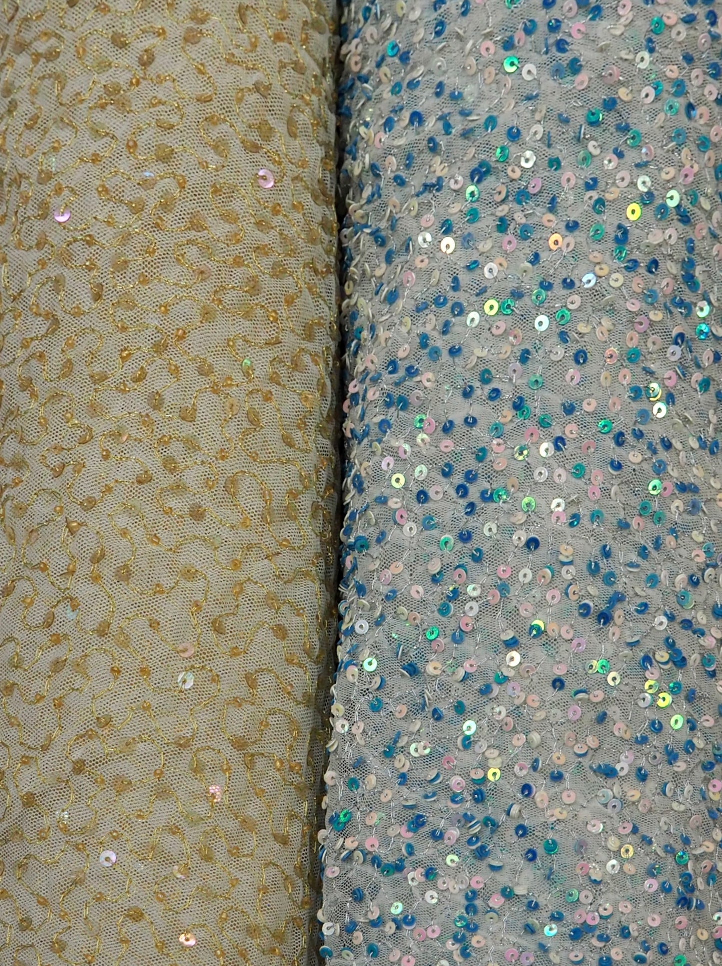 Handmade Sequins on Netting Fabric